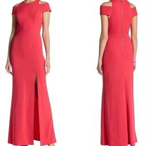Pink Shoulder Cut Out Gown Formal Dress